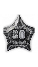 80 år foliestjerne svart/sølv