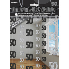 6 sølv/svart strings 50 år, 152 cm.