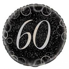 60 år folie glitz svart/sølv