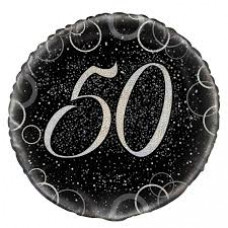 50 år glitz folie svart/sølv