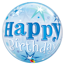 Blå bubble Happy Birthday