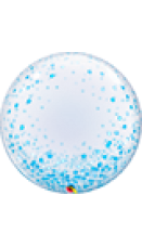 Deco bubble med trykk blå confetti