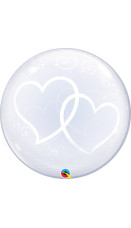 Deco bubble gjennomsiktig med doble hjerter 61cm