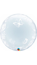 Deco bubble gjennomsiktig med blomst og sommerfugl 61cm 