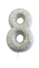 Glitter kakelys sølv 8